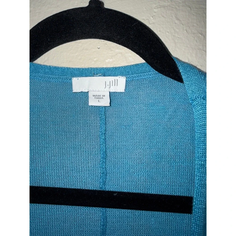J. Jill Open Front Lightweight Cardigan in Teal Blue - Picture 2 of 6